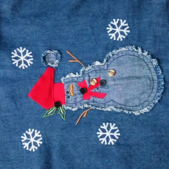 The Quacker Factory denim snowman shirt/top - Picture 4 of 11
